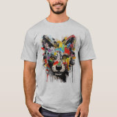 Kleurrijke wolfkop Graffiti kunst T-shirt (Voorkant)