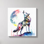 Kleurrijke Wolf's Serenade Canvas Afdruk (Voorkant)