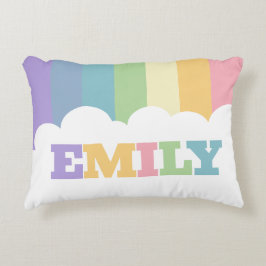 Kleurrijke wolk met 5 letters, regenbooggrondtonen accent kussen