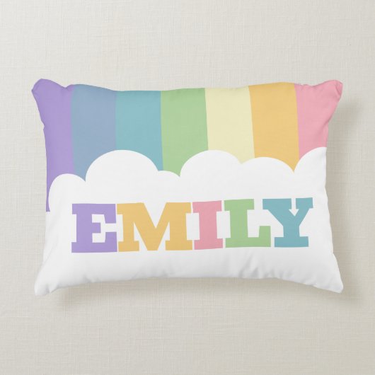 Kleurrijke wolk met 5 letters, regenbooggrondtonen accent kussen (Voorkant)