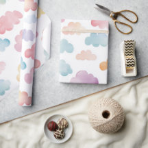 Kleurrijke wolken baby cadeauverpakkings papier