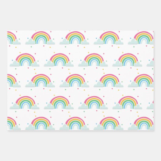 Kleurrijke wolken, confetti en meerkleurige drieho inpakpapier vel (Voorkant 3)