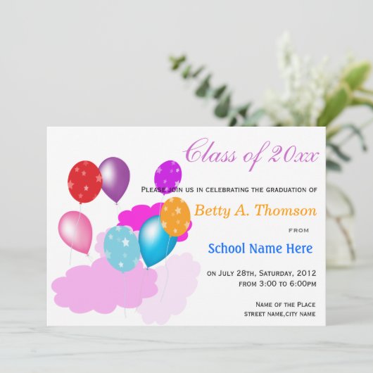 Kleurrijke wolken en ballonnen kleuterschool kaart (Staand voorkant)