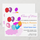 Kleurrijke wolken en ballonnen kleuterschool kaart (Voorkant / Achterkant)