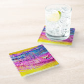 Kleurrijke wolken macro, inkt spatten. glazen onderzetter (Schuin)