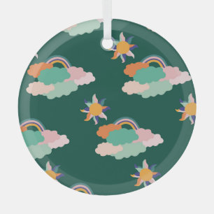 Kleurrijke wolken regenbogen naadloos patroon glas ornament