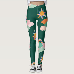 Kleurrijke wolken regenbogen naadloos patroon leggings