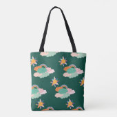 Kleurrijke wolken regenbogen naadloos patroon tote bag (Achterkant)