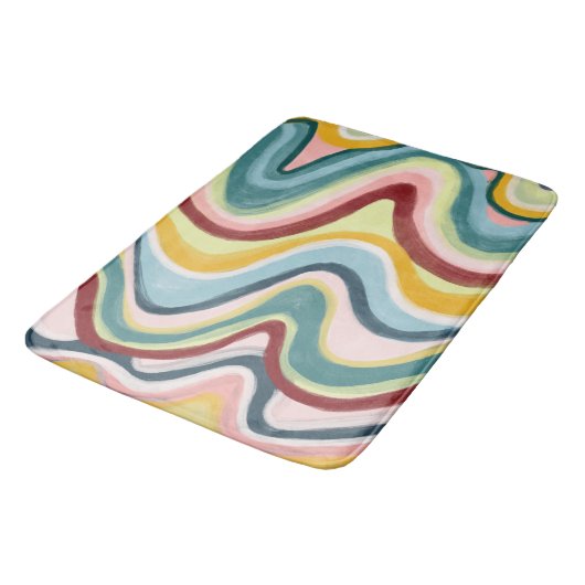 Kleurrijke wollen en vun golven stripes badmat (Gekanteld)