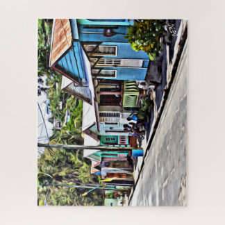 Kleurrijke woningen in Saint-Lucia, Maagdeneilande Legpuzzel