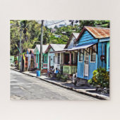 Kleurrijke woningen in Saint-Lucia, Maagdeneilande Legpuzzel (Horizontaal)