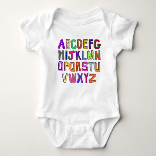 Kleurrijke Wonky alfabet letters Romper (Voorkant)