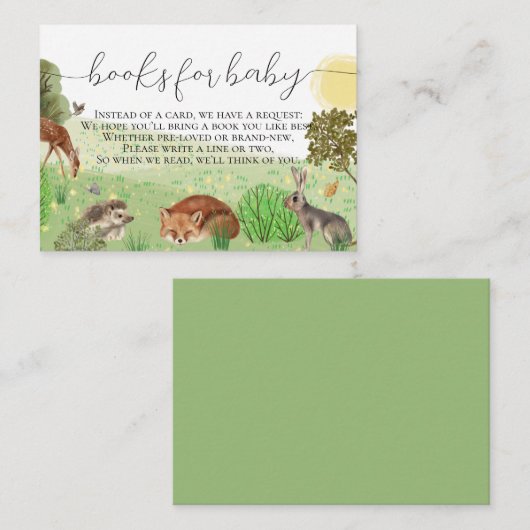 Kleurrijke Woodland Animals boeken voor Baby showe Informatiekaartje (Voorkant / Achterkant)