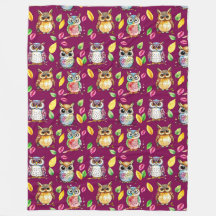 Kleurrijke Woodland Uilen en bladeren Waterverf