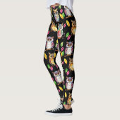 Kleurrijke Woodland Uilen en bladeren Waterverf Leggings (Links)