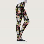 Kleurrijke Woodland Uilen en bladeren Waterverf Leggings (Rechts)