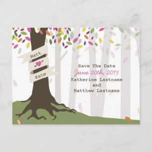 Kleurrijke Woodland Wedding Save the Date Briefkaa Aankondigingskaart