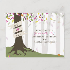 Kleurrijke Woodland Wedding Save the Date Briefkaa Aankondigingskaart