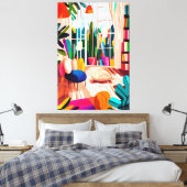 Kleurrijke woonkamer in Fauvistische stijl Canvas Afdruk (Insitu (Slaapkamer))