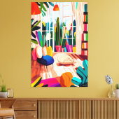 Kleurrijke woonkamer in Fauvistische stijl Canvas Afdruk (Insitu (Woonkamer))