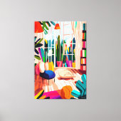 Kleurrijke woonkamer in Fauvistische stijl Canvas Afdruk (Voorkant)