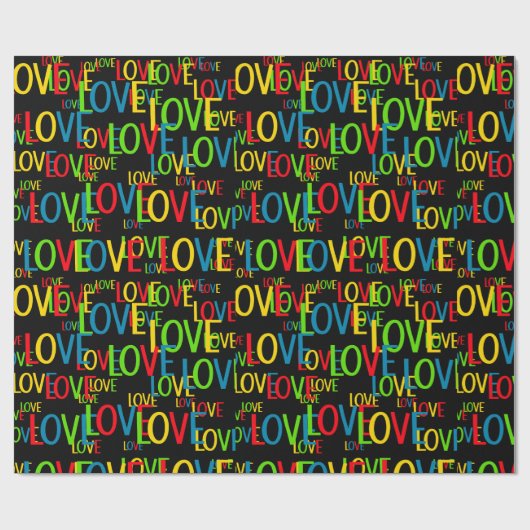 Kleurrijke woorden van liefde cadeaupapier (Vlak)