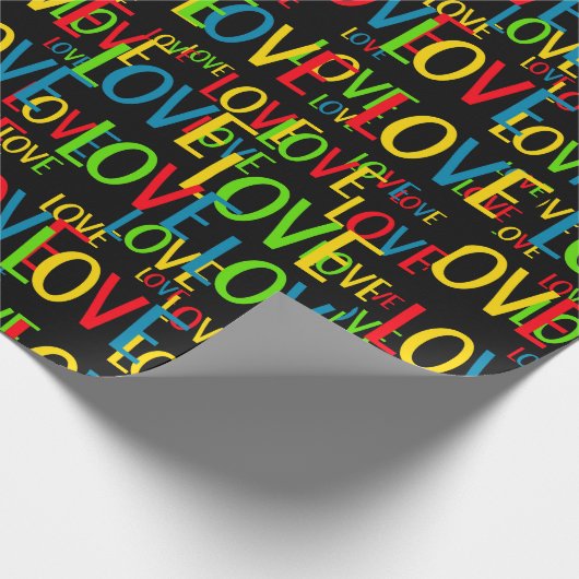Kleurrijke woorden van liefde cadeaupapier (Hoek)