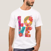 Kleurrijke woordliefde versierd met bloemen t-shirt (Voorkant)