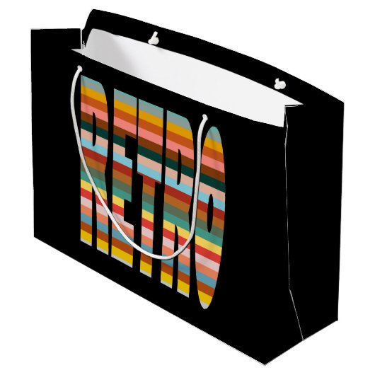 Kleurrijke Word Stripes van Retro Groot Cadeauzakje (Achterkant Gekanteld)