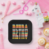 Kleurrijke Word Stripes van Retro Papieren Bordje (Feest)