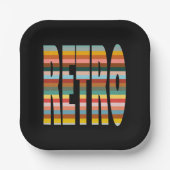 Kleurrijke Word Stripes van Retro Papieren Bordje (Voorkant)