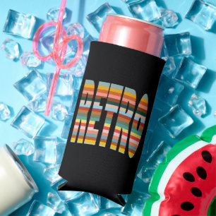 Kleurrijke Word Stripes van Retro Seltzer Blikjeskoeler