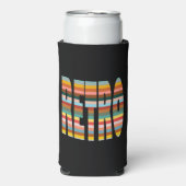 Kleurrijke Word Stripes van Retro Seltzer Blikjeskoeler (Seltzer Voorkant)