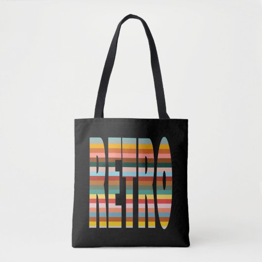 Kleurrijke Word Stripes van Retro Tote Bag (Voorkant)