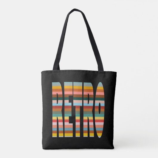 Kleurrijke Word Stripes van Retro Tote Bag (Achterkant)