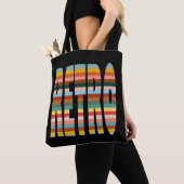 Kleurrijke Word Stripes van Retro Tote Bag (Dichtbij)