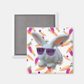 Kleurrijke Wortelen en Whimsical Bunny Magneet (Voorkant / Achterkant)