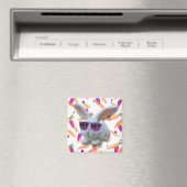 Kleurrijke Wortelen en Whimsical Bunny Magneet (Insitu (Vaatwasser))