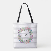 Kleurrijke Wreath Stripes | Monogram Tote Bag (Achterkant)