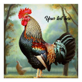 Kleurrijke Wyandotte Rooster Perfect Poster
