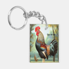Kleurrijke Wyandotte Rooster Sleutelhanger