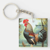 Kleurrijke Wyandotte Rooster Sleutelhanger (Voorkant)