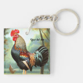 Kleurrijke Wyandotte Rooster Sleutelhanger (Achterkant)
