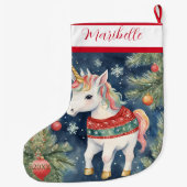 Kleurrijke Xmas Eenhoorn Grote Kerstsok (Achterkant)