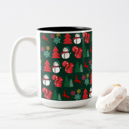 Kleurrijke Xmas Vibes patroon Tweekleurige Koffiemok