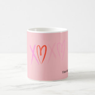 Kleurrijke "XOXO" Harten Valentijnsdag Koffiemok