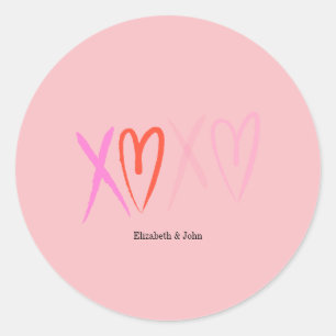 Kleurrijke "XOXO" Harten Valentijnsdag Ronde Sticker