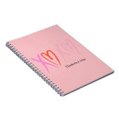 Kleurrijke "XOXO" Hearts Valentijnsdag Notitieboek (Rechterzijde)