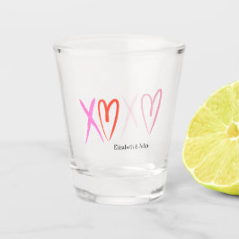 Kleurrijke "XOXO" Hearts Valentijnsdag Shot Glas