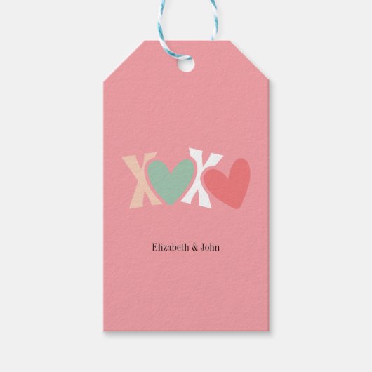 Kleurrijke "XOXO"-Valentijnsdag Cadeaulabel (Voorkant)